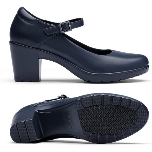 Women's Chunky Low  Block Heels Mary Jane Closed Toe Work Pumps - Picture 2 of 7